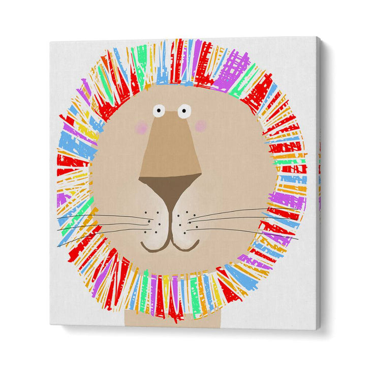 Lion With Colorful Rainbow Mane By Carla Daly Kids Room Art in Gallery Wrap