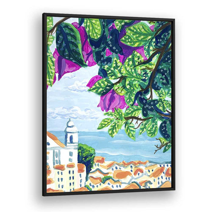 Lisbon By Key And Sea Creative Travel Art Print in Black Plain Frame