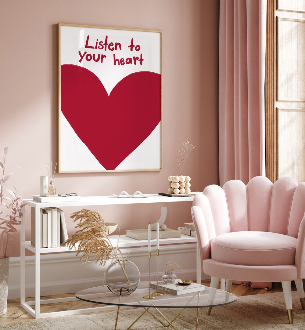 Transform your space with LISTEN TO YOUR HEART, QUOTES AND TYPOGRAPHY POSTERS by Athene Fritsch for daily inspiration.