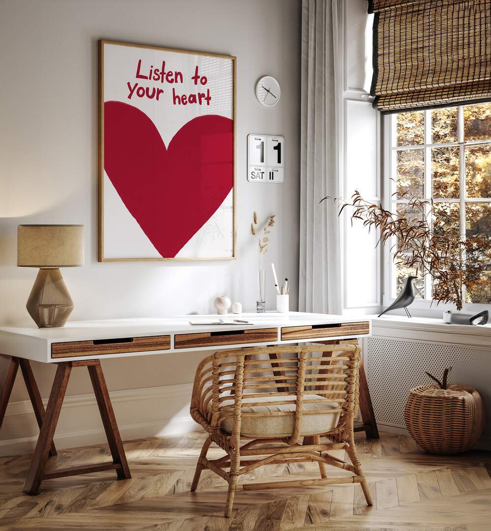"Transform your space with LISTEN TO YOUR HEART, QUOTES AND TYPOGRAPHY POSTERS by Athene Fritsch."