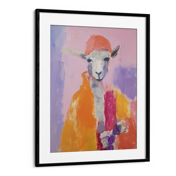 Little Lamb  Kids Paintings in Black Frame With Mount