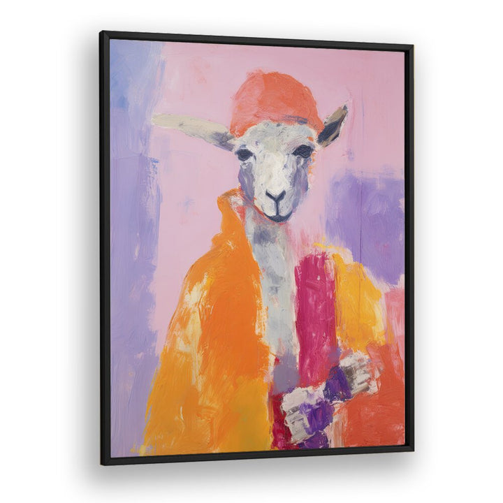 Little Lamb  Kids Paintings in Black Plain Frame