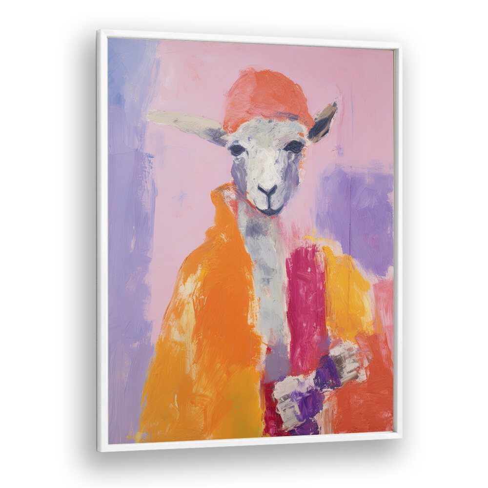 Little Lamb  Kids Paintings in White Plain Frame