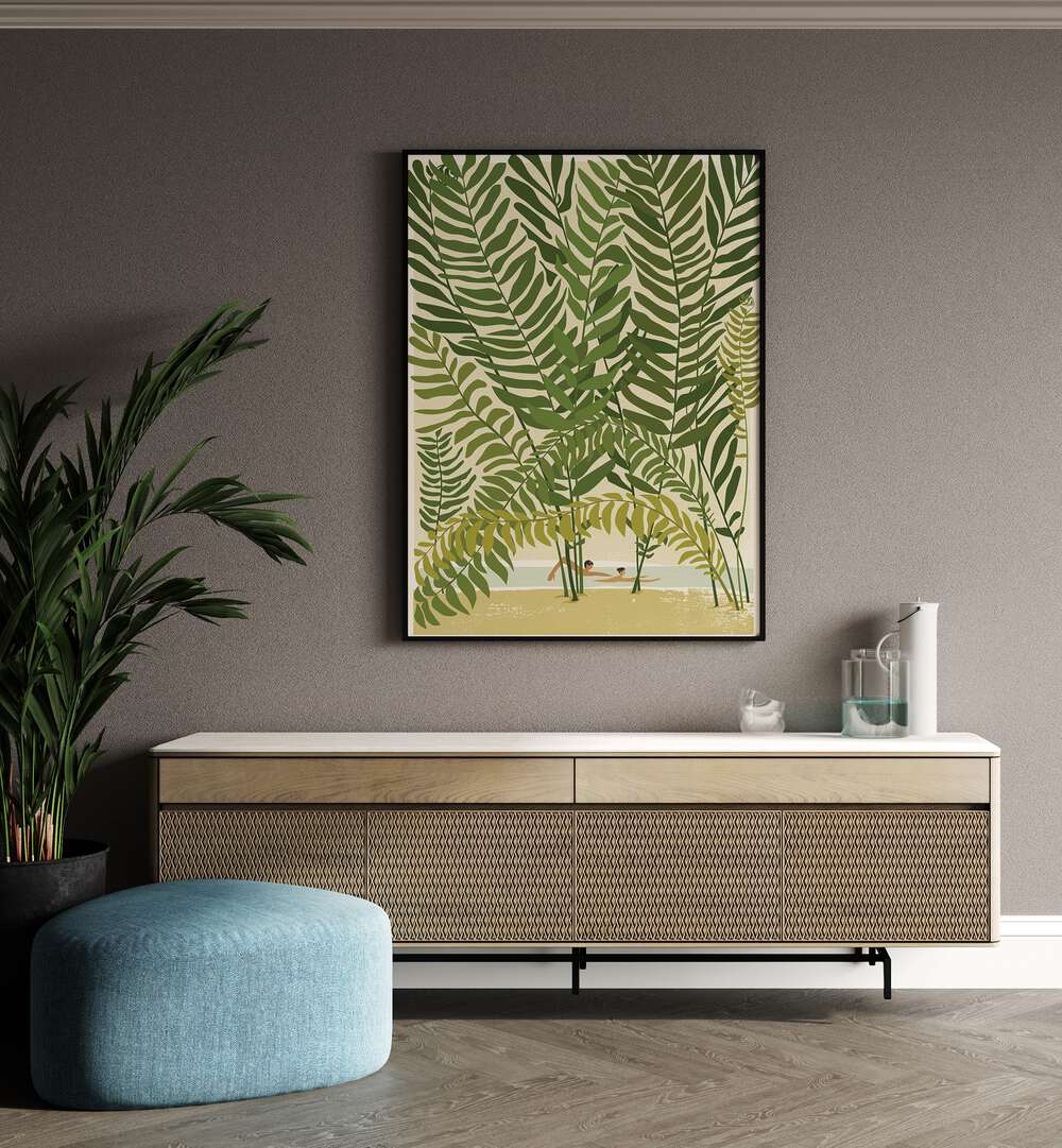 Live Unapologetically By Andi Bell Beach Prints in Black Plain Frame on a grey wall placed above a console table 