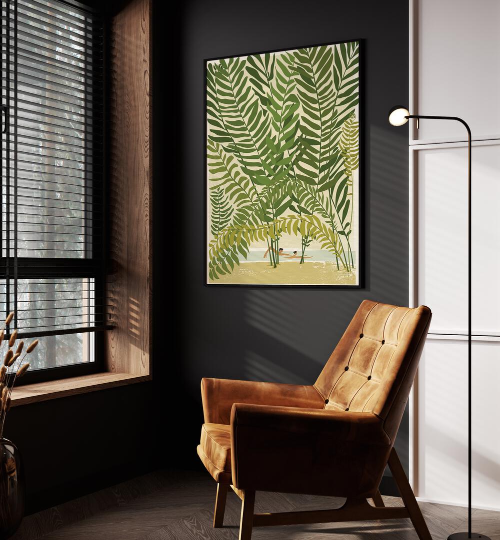 Live Unapologetically By Andi Bell Beach Prints in Black Plain Frame on a grey wall placed beside an orange sofa