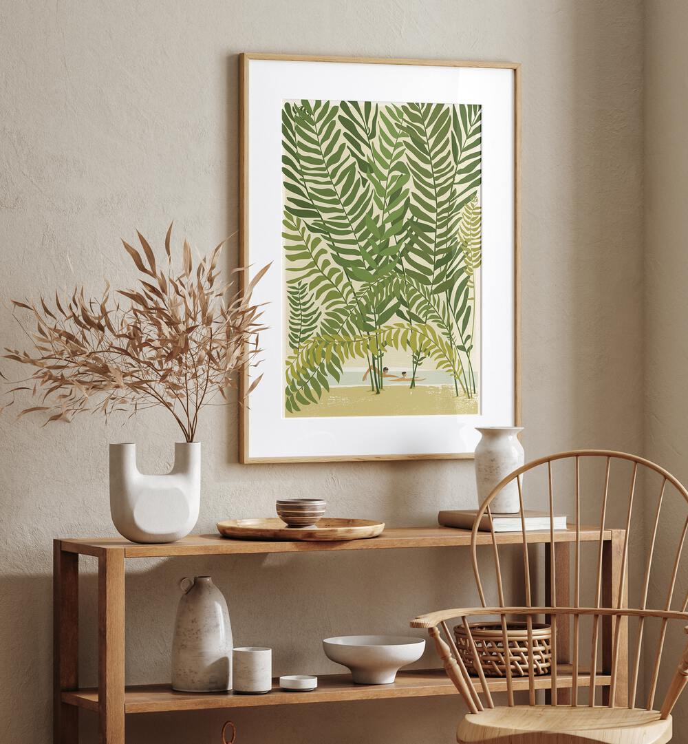 Live Unapologetically By Andi Bell Beach Prints in Oak Wood Frame With Mount on a cream wall placed above a table