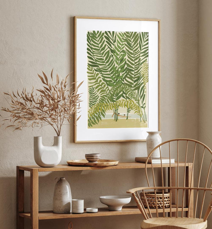 Live Unapologetically By Andi Bell Beach Prints in Oak Wood Frame With Mount on a cream wall placed above a table