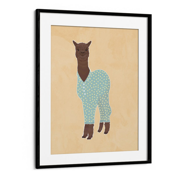 Llama In Pjs Kids Paintings in Black Frame With Mount