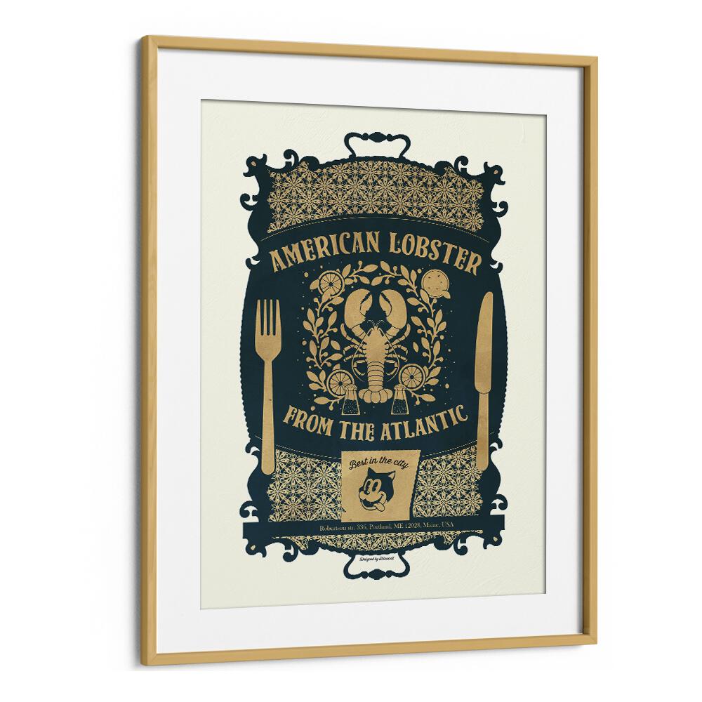 Lobster Baroque by Studio Mandariini Kitchen Posters Kitchen Art Prints in Oak Wood Frame With Mount