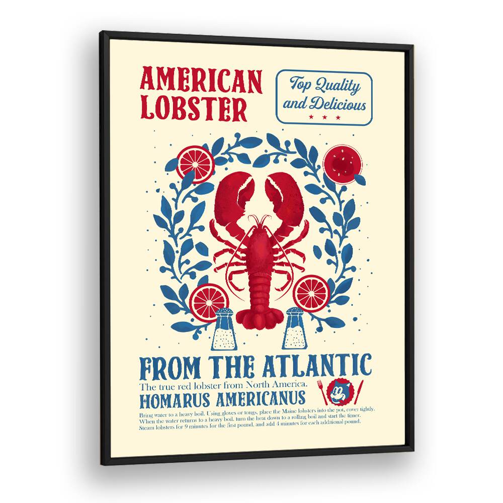 Lobster Kitchen Print by Studio Mandariini Kitchen Posters Kitchen Art Prints in Black Plain Frame