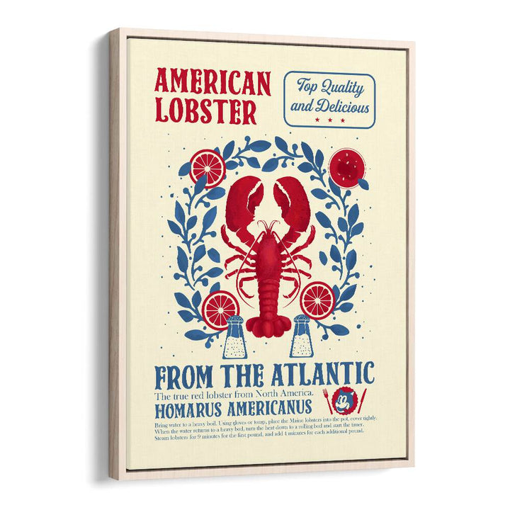 Lobster Kitchen Print by Studio Mandariini Kitchen Posters Kitchen Art Prints in Oak Wood Floater Frame