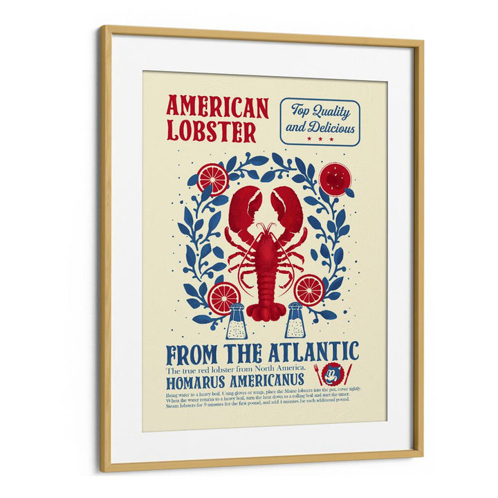 Lobster Kitchen Print by Studio Mandariini Kitchen Posters Kitchen Art Prints in Oak Wood Frame With Mount