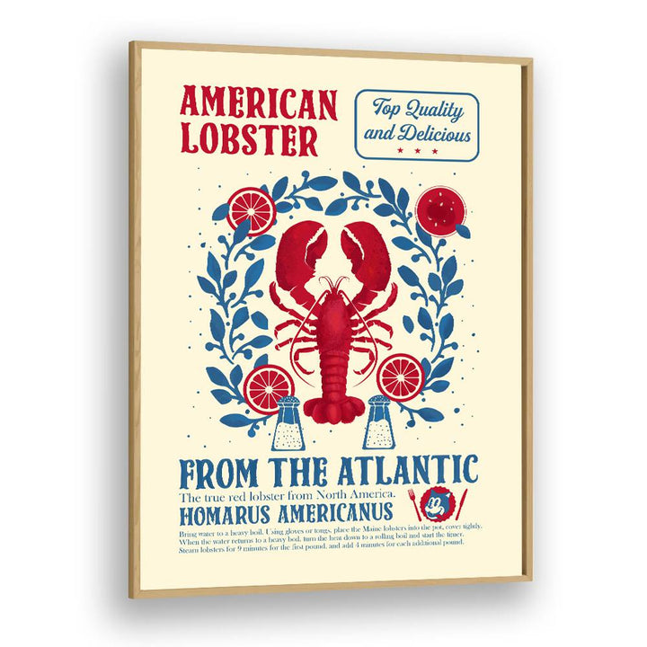 Lobster Kitchen Print by Studio Mandariini Kitchen Posters Kitchen Art Prints in Oak Wood Plain Frame