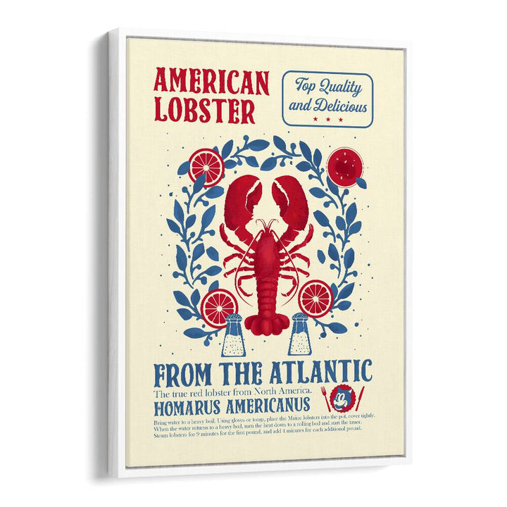 Lobster Kitchen Print by Studio Mandariini Kitchen Posters Kitchen Art Prints in White Floater Frame