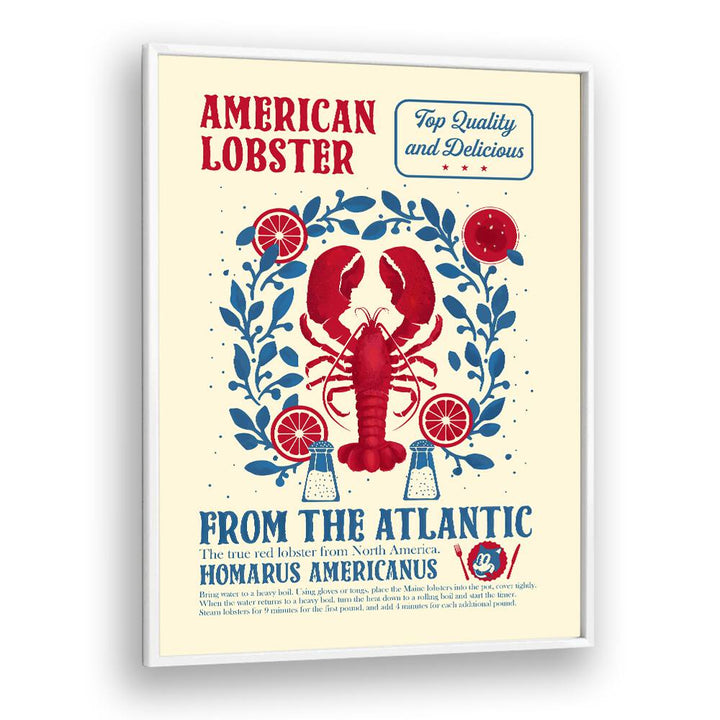 Lobster Kitchen Print by Studio Mandariini Kitchen Posters Kitchen Art Prints in White Plain Frame