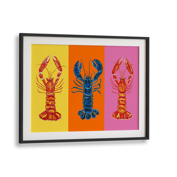 Lobster Langoustines iii by Alice Straker Pop Art Paintings Pop Art Prints in Black Frame With Mount