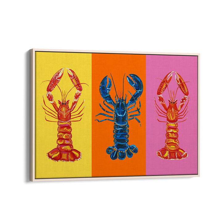 Lobster Langoustines iii by Alice Straker Pop Art Paintings Pop Art Prints in Oak Wood Floater Frame