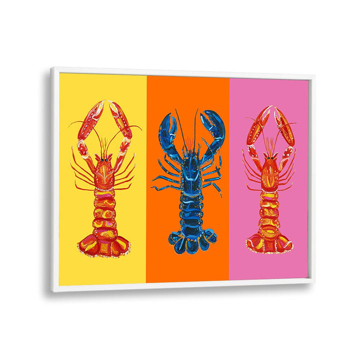 Lobster Langoustines iii by Alice Straker Pop Art Paintings Pop Art Prints in White Plain Frame