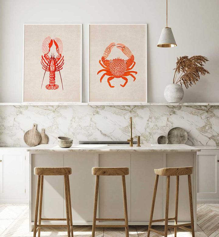 LOBSTER & CRAB CLASSIC SET , SET OF 2 PAINTINGS