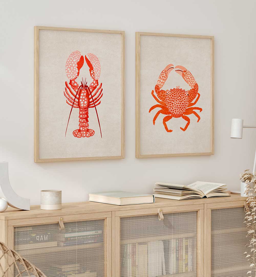 LOBSTER & CRAB CLASSIC SET , SET OF 2 PAINTINGS