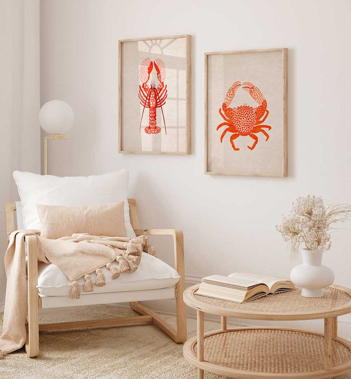 LOBSTER & CRAB CLASSIC SET , SET OF 2 PAINTINGS