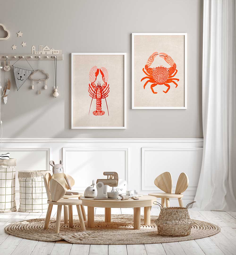 LOBSTER & CRAB CLASSIC SET , SET OF 2 PAINTINGS