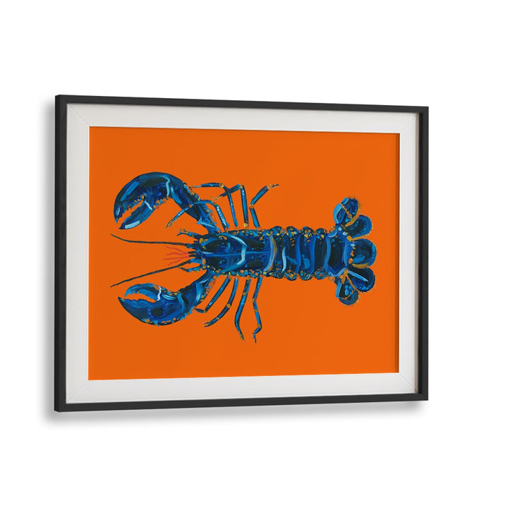 Lobster on Orange by Alice Straker Cafe Art Prints Cafe Posters in Black Frame With Mount