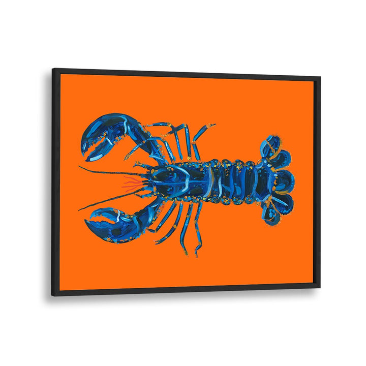 Lobster on Orange by Alice Straker Cafe Art Prints Cafe Posters in Black Plain Frame