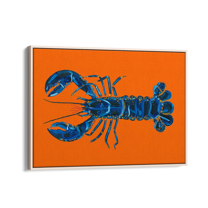 Lobster on Orange by Alice Straker Cafe Art Prints Cafe Posters in Oak Wood Floater Frame