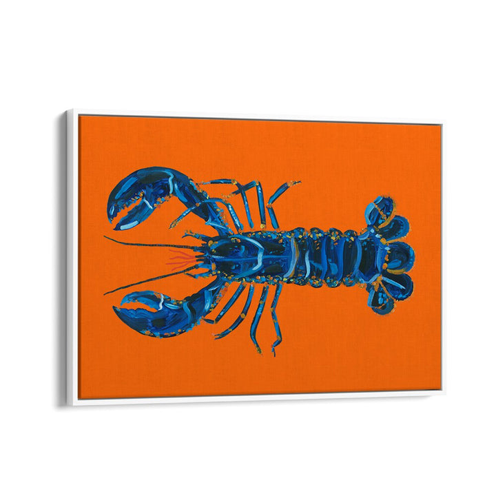 Lobster on Orange by Alice Straker Cafe Art Prints Cafe Posters in White Floater Frame