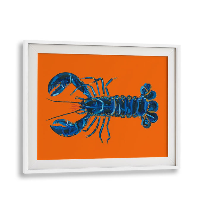 Lobster on Orange by Alice Straker Cafe Art Prints Cafe Posters in White Frame With Mount