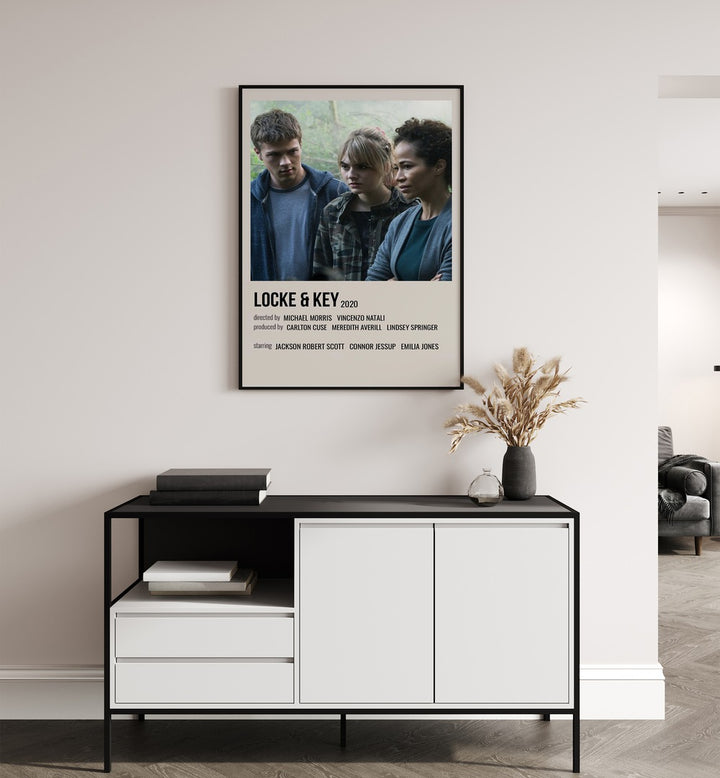 Locke Key 2020 I Movie Posters in Black Plain Frame hanging on wall above console table