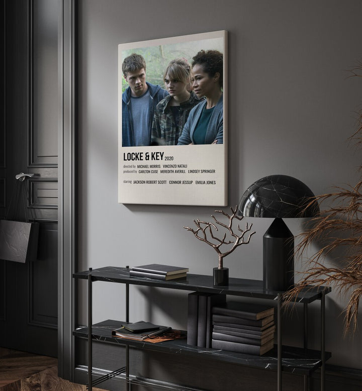 Locke Key 2020 I Movie Posters in Gallery Wrap hanging on wall above console table beside door and window