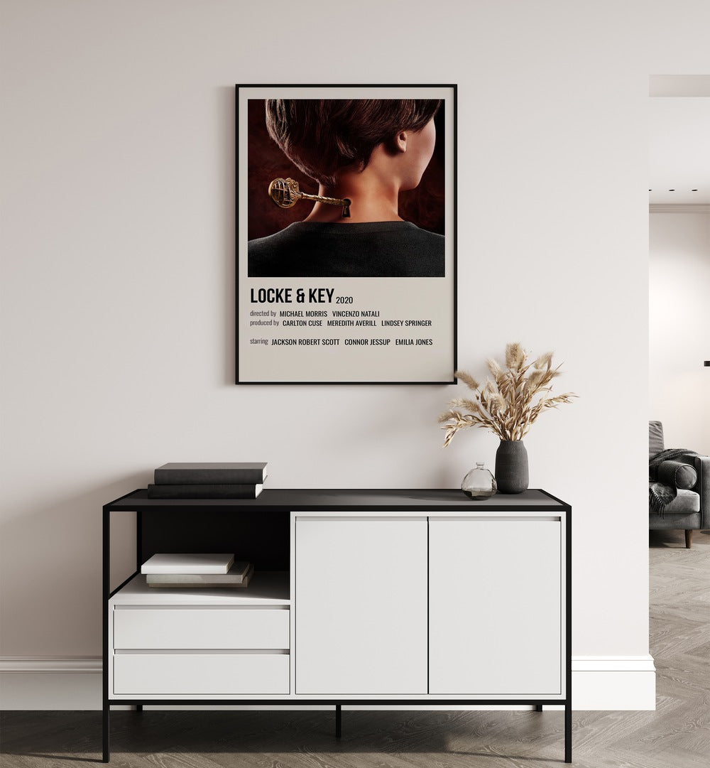 Locke Key 2020 Ii Movie Posters in Black Plain Frame hanging on wall above console table