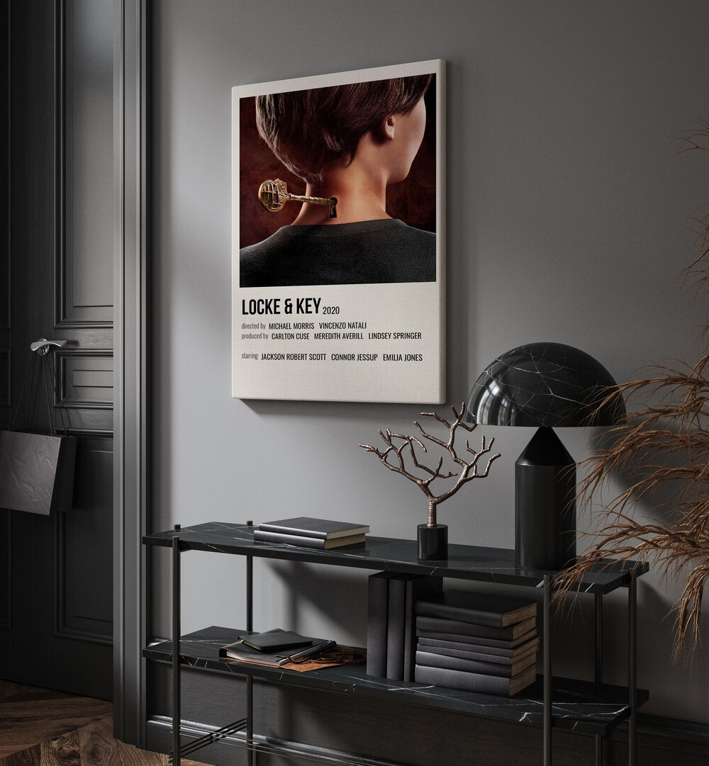 Locke Key 2020 Ii Movie Posters in Gallery Wrap hanging on wall above console table beside door and window