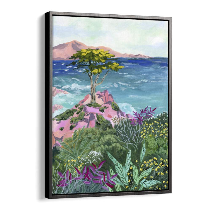 Lone Cypress By Sarah Gesek Landscape Art Prints in Black Floater Frame