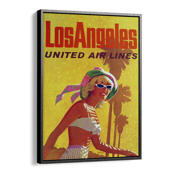 Los Angeles-United Air Lines  Travel Posters in Black Floater Frame