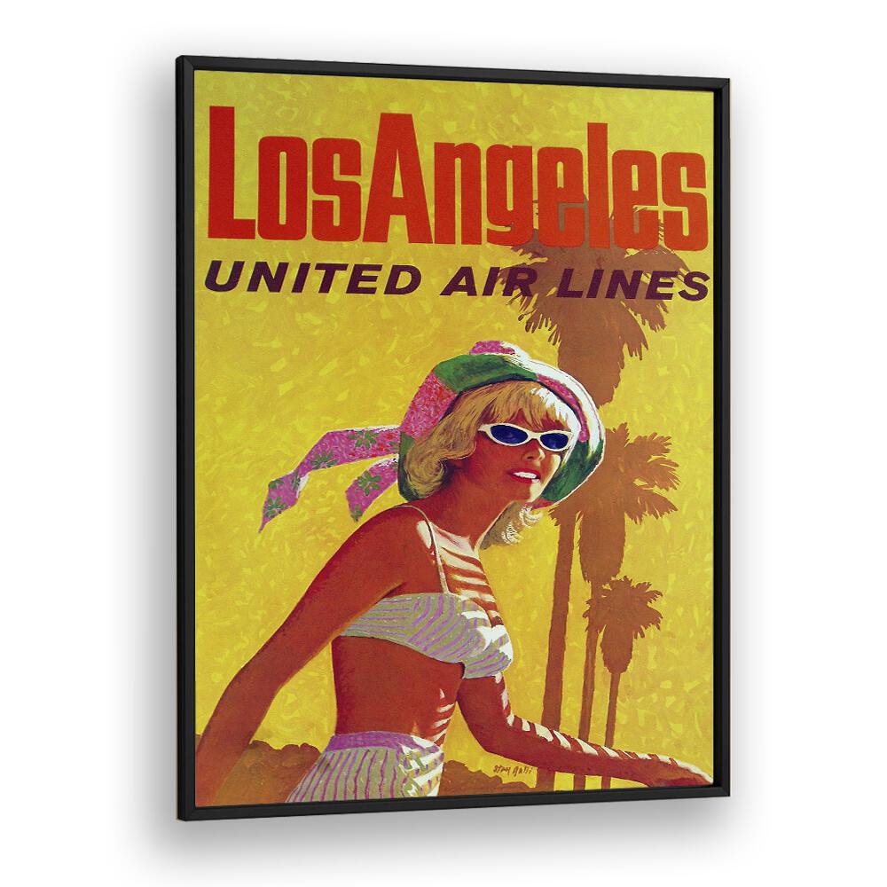 Los Angeles-United Air Lines  Travel Posters in Black Plain Frame