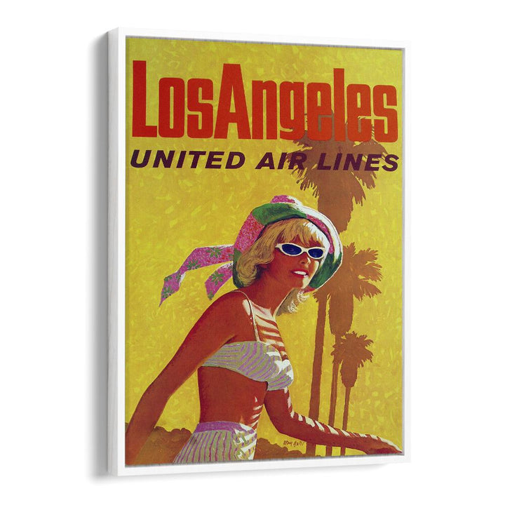 Los Angeles-United Air Lines  Travel Posters in White Floater Frame