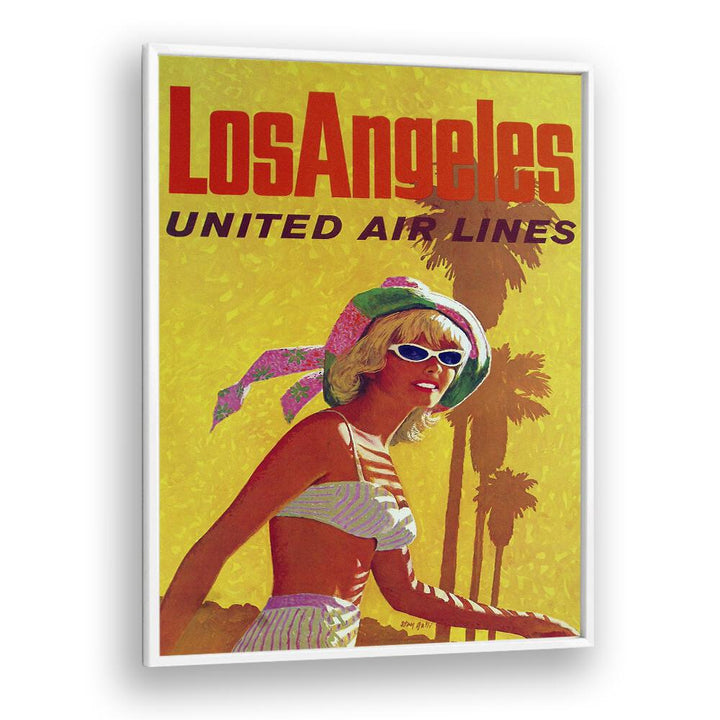 Los Angeles-United Air Lines  Travel Posters in White Plain Frame