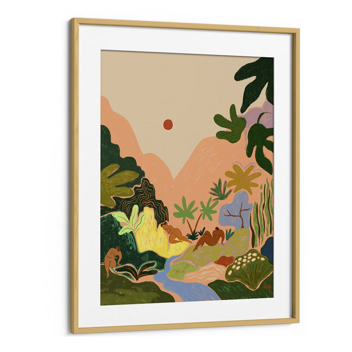 Lost In Paradise II By Arty Guava Wall Art Prints in Oak Wood Frame With Mount