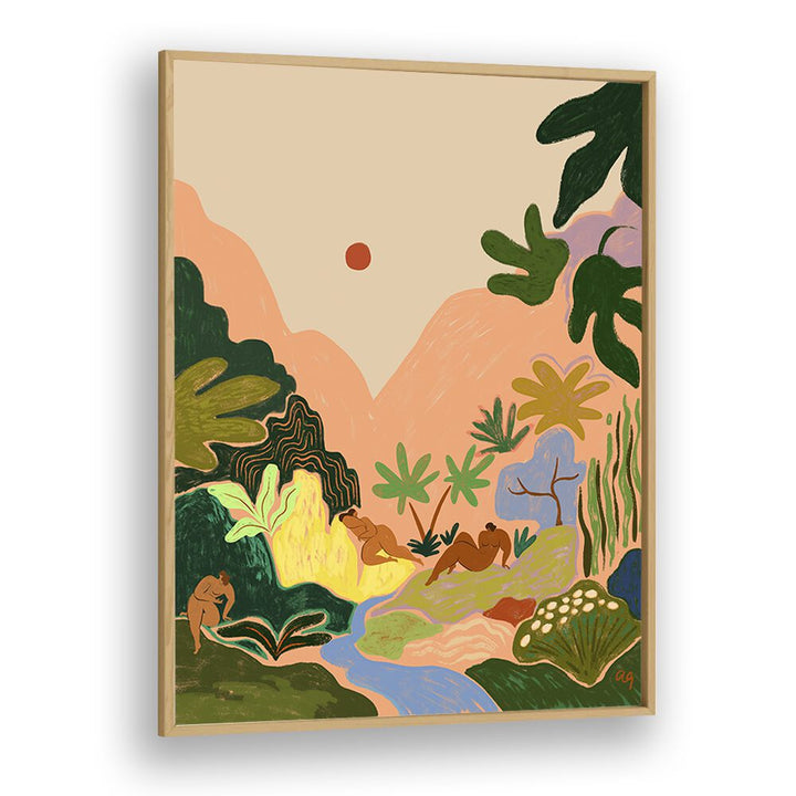 Lost In Paradise II By Arty Guava Wall Art Prints in Oak Wood Plain Frame