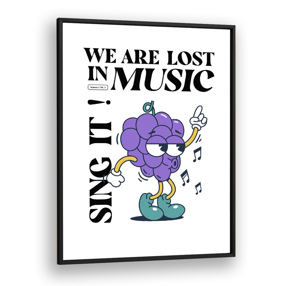 Lost in Music an Artistic Ode to Sonic Journeys Quotes and Typography Posters in Black Plain Frame