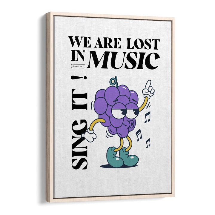 Lost in Music an Artistic Ode to Sonic Journeys Quotes and Typography Posters in Oak Wood Floater Frame