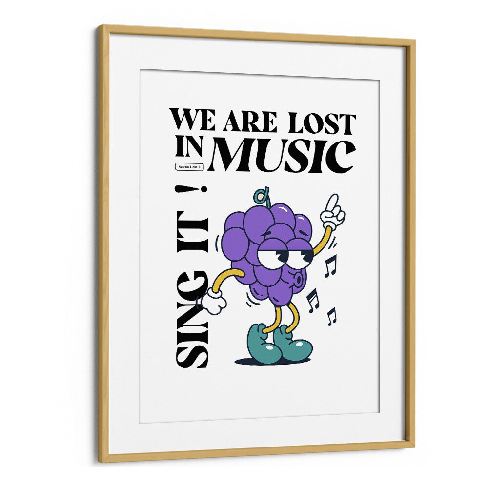 Lost in Music an Artistic Ode to Sonic Journeys Quotes and Typography Posters in Oak Wood Frame With Mount