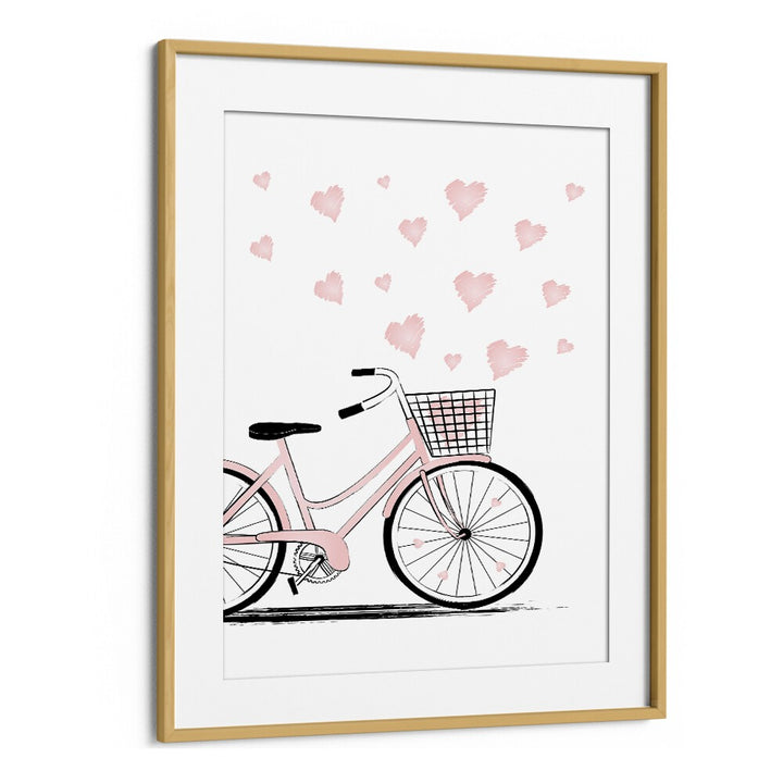 Love Bike by Martina Fashion Paintings Fashion Posters in Oak Wood Frame With Mount