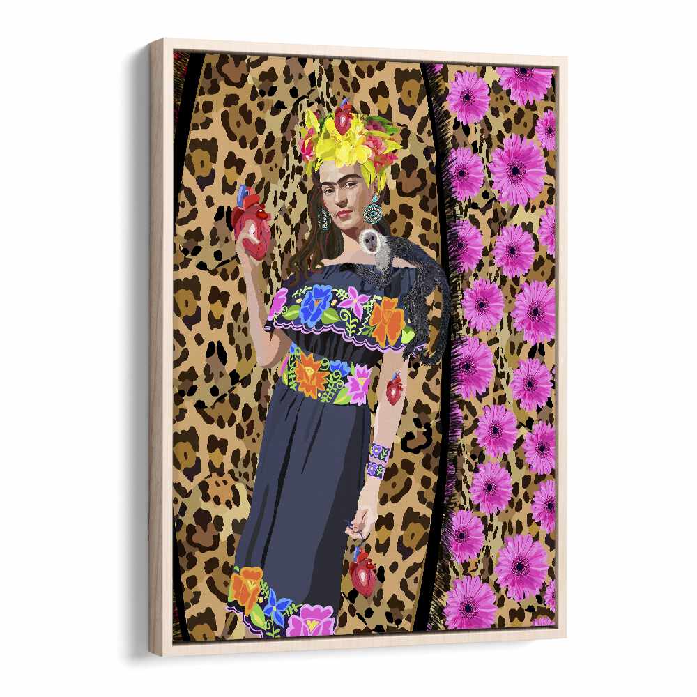 Love Frida By Lynnda Rakos Pop Art Paintings Pop Art Prints in Oak Wood Floater Frame