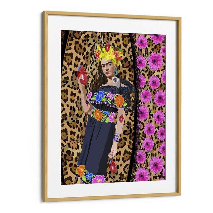 Love Frida By Lynnda Rakos Pop Art Paintings Pop Art Prints in Oak Wood Frame With Mount