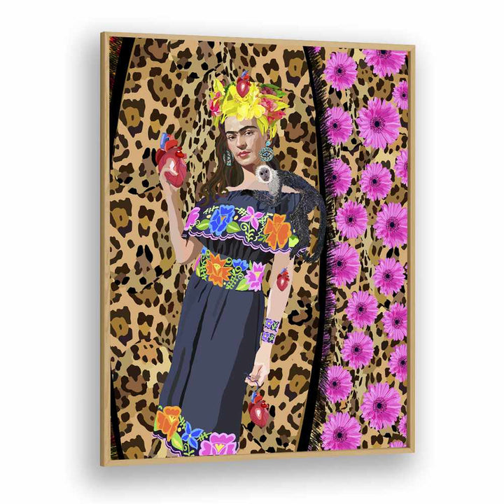 Love Frida By Lynnda Rakos Pop Art Paintings Pop Art Prints in Oak Wood Plain Frame