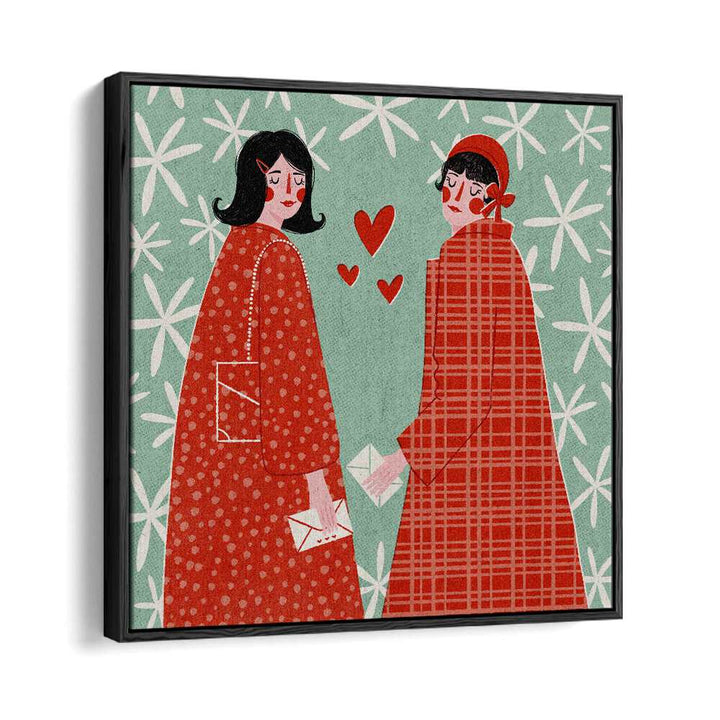 Love Letters By Julia Leister Women Illustration Paintings in Black Floater Frame